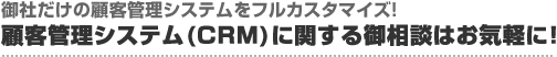 御社だけの顧客管理システムをフルカスタマイズ！ 顧客管理システム(CRM)に関するご相談はお気軽に！