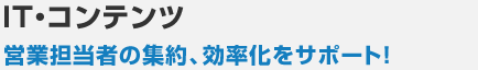 IT・コンテンツ 営業担当者の集約、効率化をサポート！